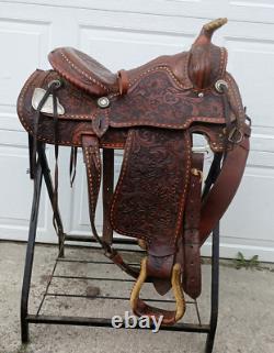 Tex Tan Western Leather Co Imperial Saddle BUCKSTITCH Padded Seat, NICE