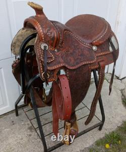 Tex Tan Western Leather Co Imperial Saddle BUCKSTITCH Padded Seat, NICE