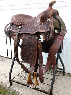 Tex Tan Western Leather Co Imperial Saddle BUCKSTITCH Padded Seat, NICE