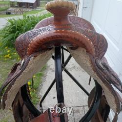 Tex Tan Western Leather Co Imperial Saddle BUCKSTITCH Padded Seat, NICE