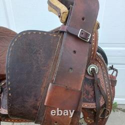 Tex Tan Western Leather Co Imperial Saddle BUCKSTITCH Padded Seat, NICE