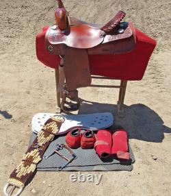 Tex Tan Western Saddle. 16 Tooled With Silver Conchos And Other Tack Included