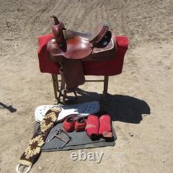 Tex Tan Western Saddle. 16 Tooled With Silver Conchos And Other Tack Included