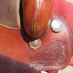 Tex Tan Western Saddle. 16 Tooled With Silver Conchos And Other Tack Included