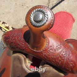 Tex Tan Western Saddle. 16 Tooled With Silver Conchos And Other Tack Included