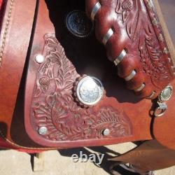 Tex Tan Western Saddle. 16 Tooled With Silver Conchos And Other Tack Included