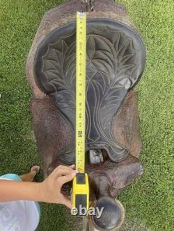 Textan Hereford 15 Tooled Western Saddle Vintage, US Made