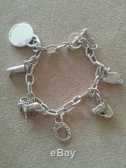 Tiffany & Co Bracelet Equestrian Horse Saddle Boot 5 Charms Rare! Cowboy western