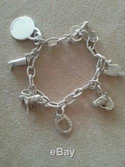 Tiffany & Co Bracelet Equestrian Horse Saddle Boot 5 Charms Rare! Cowboy western