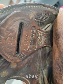Tooled Leather 15 Simco Western Saddle a-x