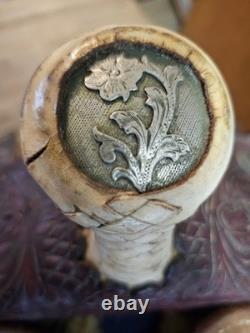 Tooled Leather Brown Show Saddle 15 in Traditional Design with Silver Accents