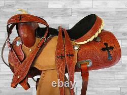 Tooled Leather Pleasure Trail Barrel Racing Used Western Saddle 15 Horse Tack