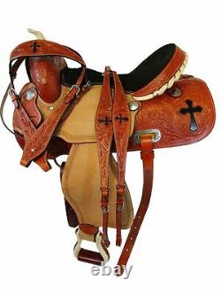 Tooled Leather Pleasure Trail Barrel Racing Used Western Saddle 15 Horse Tack