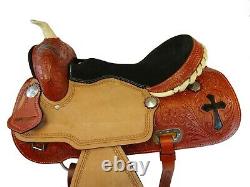 Tooled Leather Pleasure Trail Barrel Racing Used Western Saddle 15 Horse Tack