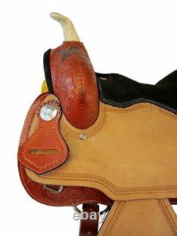 Tooled Leather Pleasure Trail Barrel Racing Used Western Saddle 15 Horse Tack