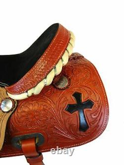 Tooled Leather Pleasure Trail Barrel Racing Used Western Saddle 15 Horse Tack