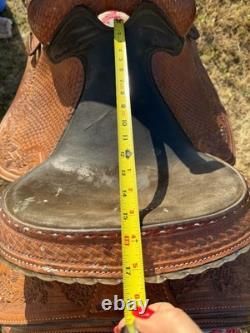 Tooled Leather Western Pleasure/Trail Saddle Brown 15 in