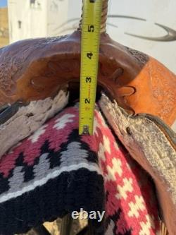 Tooled Leather Western Pleasure/Trail Saddle Brown 15 in