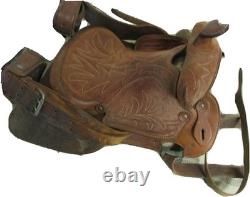 Tooled Leather Western Ranch Roping Horse Saddle 15,16,17 inches