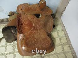 Tooled Leather Western Ranch Roping Horse Saddle 15,16,17 inches