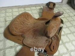 Tooled Leather Western Ranch Roping Horse Saddle 15,16,17 inches