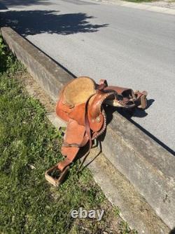 Traditional Brown Leather Pleasure/Trail Western Horse Saddle