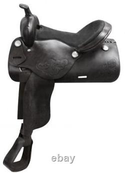 Trail Pleasure Western Saddle with Floral Tooling Full QH Bars 2 Colors 16 NEW