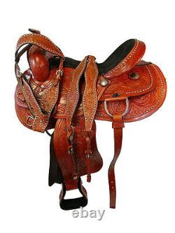 Trail Saddle Used Horse Tack 16 17 15 Western Pleasure Floral Tooled Leather Set