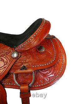 Trail Saddle Used Horse Tack 16 17 15 Western Pleasure Floral Tooled Leather Set