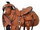 Trail Saddle Western Horse Pleasure Basket Weave Tooled Used Leather 15 16 17 18