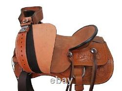 Trail Saddle Western Horse Pleasure Basket Weave Tooled Used Leather 15 16 17 18