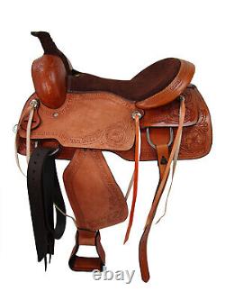 Trail Saddle Western Horse Pleasure Floral Tooled Leather Tack Set 15 16 17 18