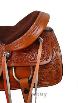 Trail Saddle Western Horse Pleasure Floral Tooled Leather Tack Set 15 16 17 18