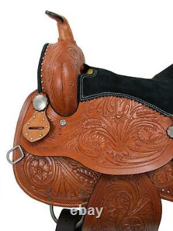 Trail Saddle Western Horse Used Pleasure Floral Tooled Leather Tack 15 16 17 18