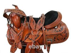 Trail Saddle Western Pleasure Tooled Leather Used Horse Tack Set 15 16 17 18