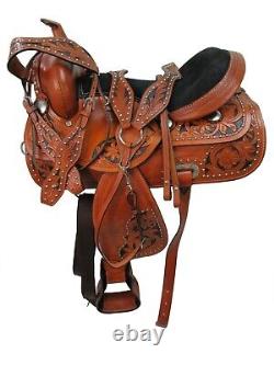 Trail Saddle Western Pleasure Tooled Leather Used Horse Tack Set 15 16 17 18