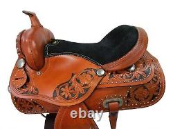 Trail Saddle Western Pleasure Tooled Leather Used Horse Tack Set 15 16 17 18