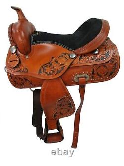 Trail Saddle Western Pleasure Tooled Leather Used Horse Tack Set 15 16 17 18