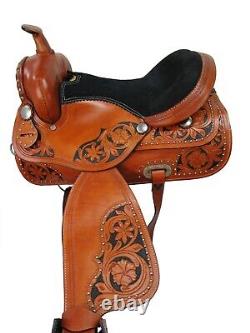 Trail Saddle Western Pleasure Tooled Leather Used Horse Tack Set 15 16 17 18