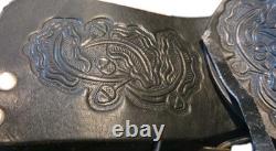 Training Saddle 10 Inch Black Tooled Leather Work Design Mexico Beautiful Vtg