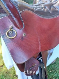 Tucker Endurance Brown Leather Western Saddle 17 Seat Medium Tree USA Made NICE