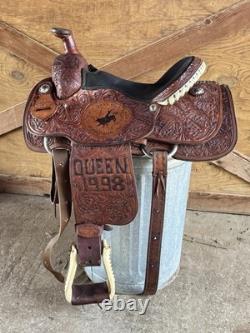 Twister Saddle Shop Bonham TX 14 seat Leather Roping Western Saddle