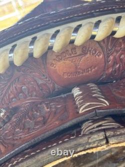 Twister Saddle Shop Bonham TX 14 seat Leather Roping Western Saddle