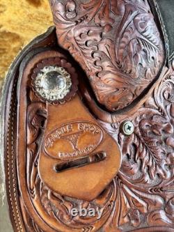 Twister Saddle Shop Bonham TX 14 seat Leather Roping Western Saddle