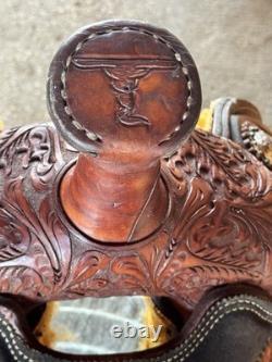 Twister Saddle Shop Bonham TX 14 seat Leather Roping Western Saddle