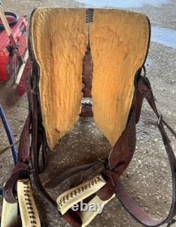 Twister Saddle Shop Bonham TX 14 seat Leather Roping Western Saddle