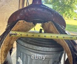 Twister Saddle Shop Bonham TX 14 seat Leather Roping Western Saddle