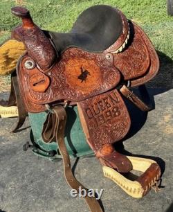 Twister Saddle Shop Bonham TX 14 seat Leather Roping Western Saddle
