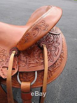 Used 15 16 Wade Roper Ranch Roping Western Cowboy Tooled Leather Horse Saddle