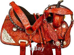 USED 15 16 WESTERN SILVER SHOW PARADE BARREL PLEASURE TRAIL HORSE LEATHER SADDLE